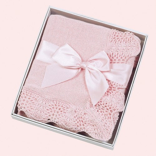 Baby Blanket Personalized Pink Vintage